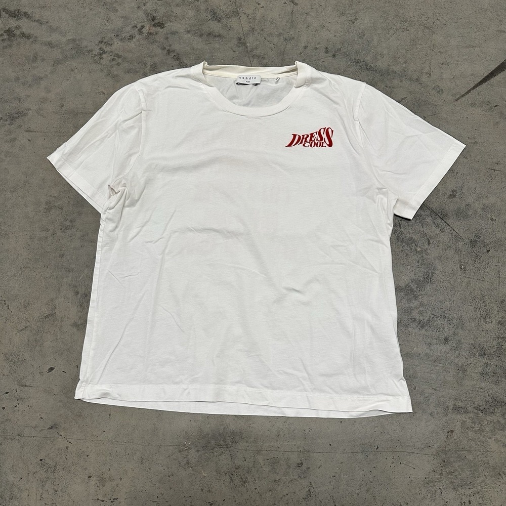 Sandro Paris Women's White Dress Cool Quote Tee Size 4
